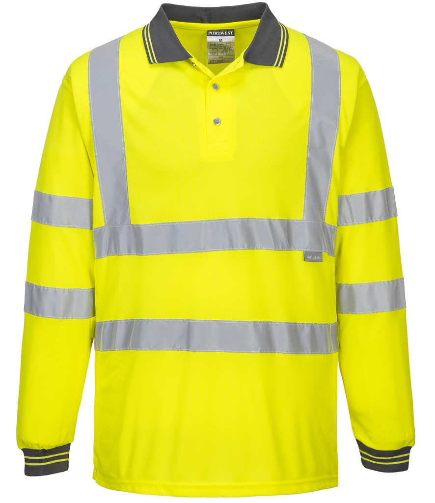 Yellow Long Sleeved Hi Vis Polo Shirt