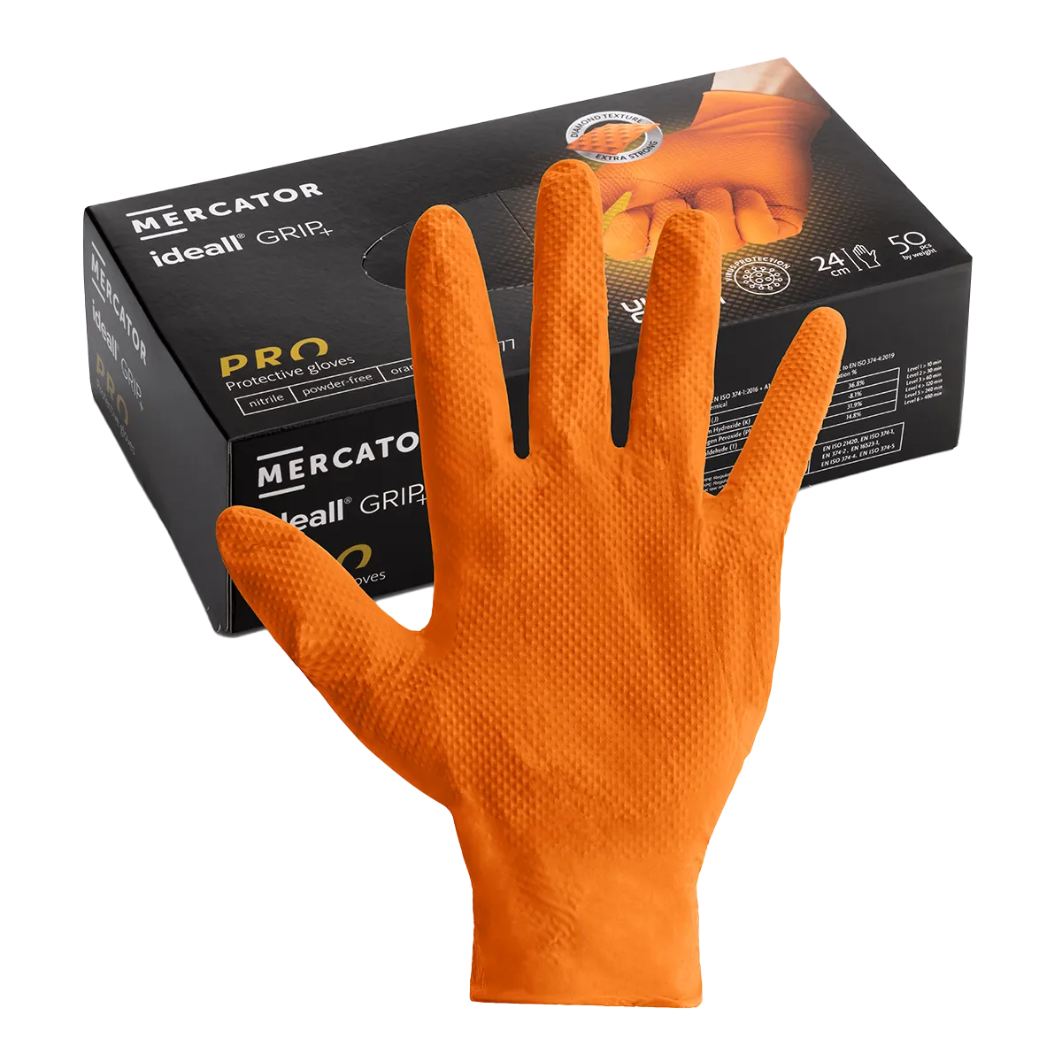 MERCATOR ORANGE NITRILE GLOVES