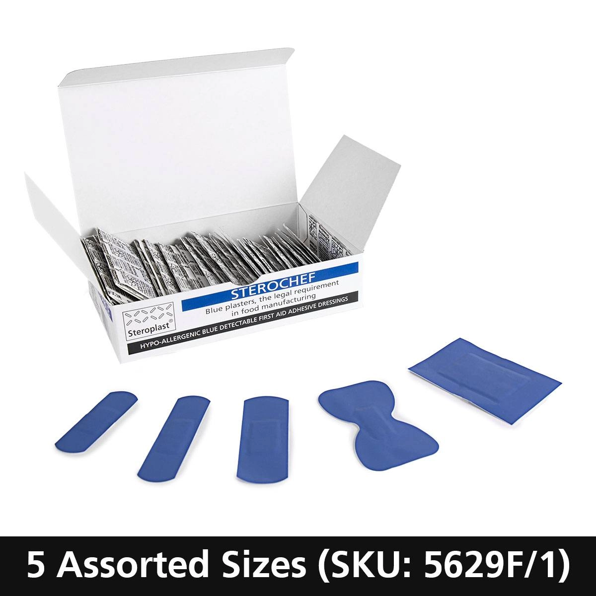 BLUE DETECTABLE ASSORTED PLASTERS (100)